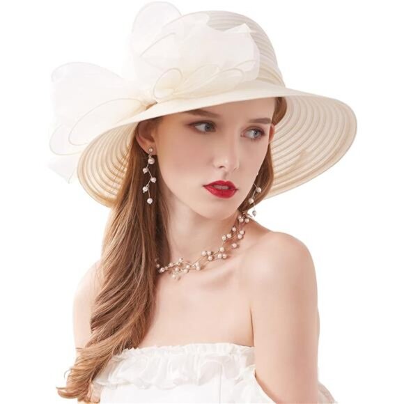 Organza Church Fascinator Hats 06c Beige
